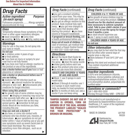 HealthA2Z® Fluticasone Propionate Nasal Spray 50 mcg 24 Hour 144 Sprays 0.62 fl (18.2mL) |