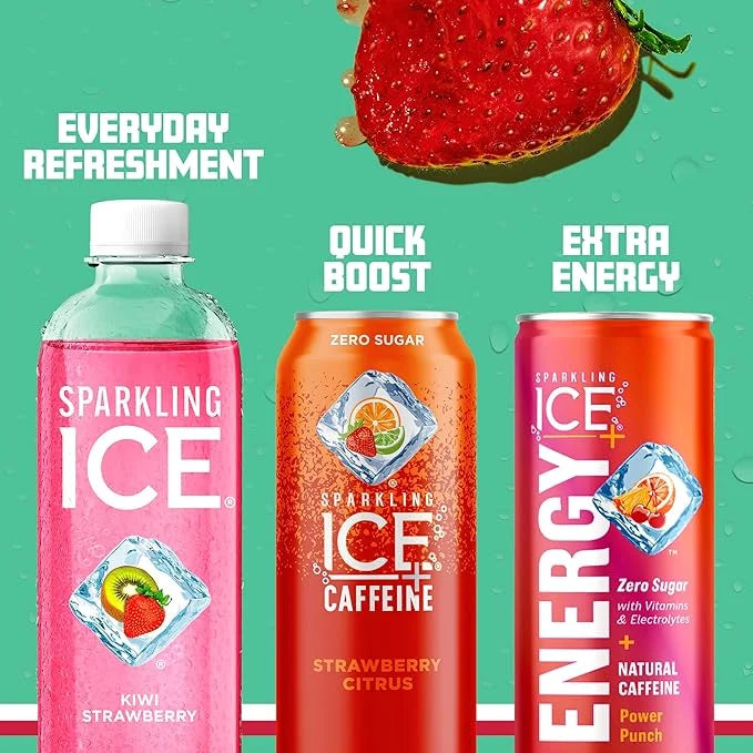 Sparkling Ice, Kiwi Strawberry Sparkling Water, Zero Sugar Flavored Water, with Antioxidants and Vitamins, Zero Sugar, 17 ...