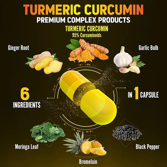 6 in 1 Turmeric Curcumin + 95% Curcuminoids, 13050mg, with 120 Capsules