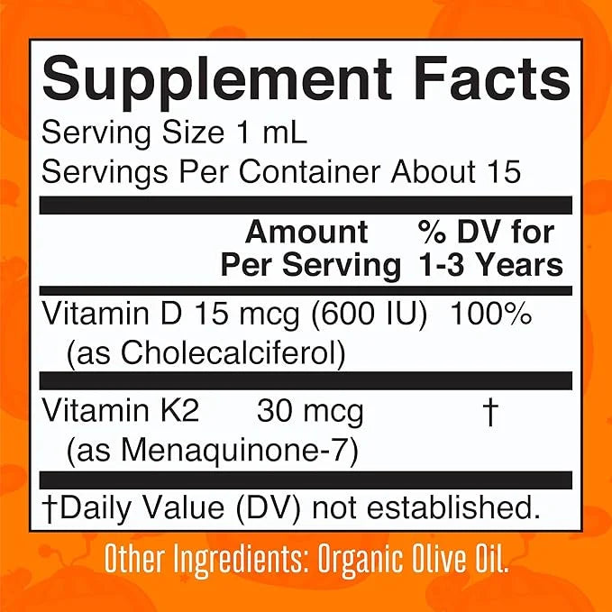 MaryRuth Organics CoComelon Vitamin D3 K2 Liquid Drops for Toddlers | Vitamin K2 D3 Supplement for Kids Ages 1-3 | Calcium...