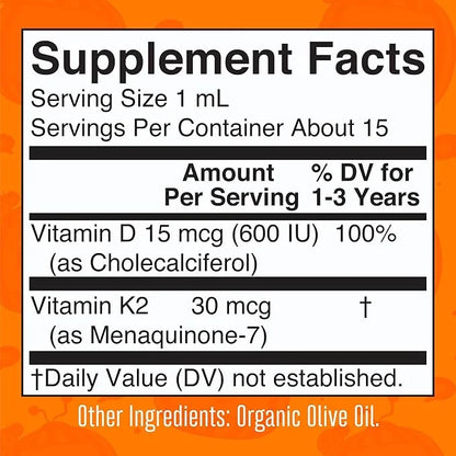 MaryRuth Organics CoComelon Vitamin D3 K2 Liquid Drops for Toddlers | Vitamin K2 D3 Supplement for Kids Ages 1-3 | Calcium...
