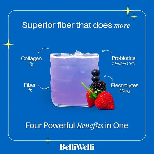 Daily Fiber Supplement Powder with Collagen, Probiotics & Electrolytes | Supports Digestive Health, Gut Balance & Debloati...