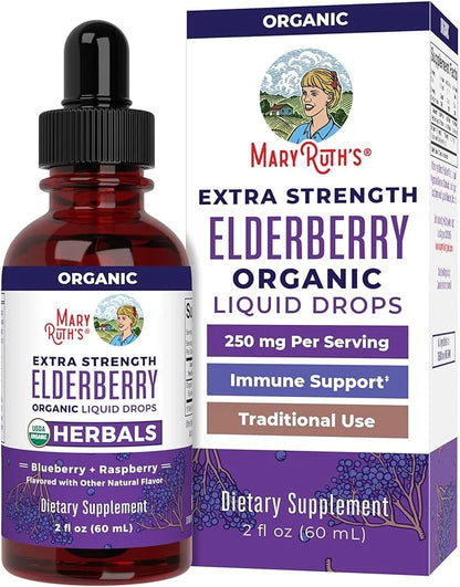 MaryRuth Organics Elderberry Syrup Extra Strength, USDA Organic Elderberry, Sugar Free Adults & Kids Immune Support Supple...