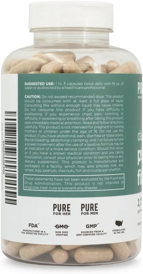 Daily Psyllium Husk Fiber Supplement by 2,175mg Per 250 Capsules