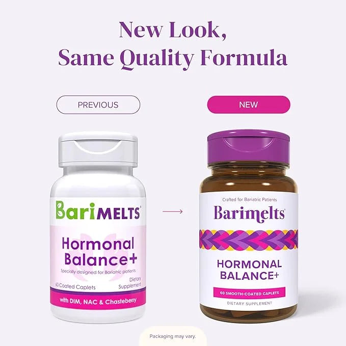 BariMelts Hormonal Balance+, 60 Easy-Swallow Caplets (1-Month Supply), Bariatric Supplement with DIM, NAC and Chasteberry,...