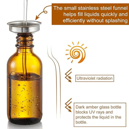 4 Pack 1 oz Glass Dropper Bottles with Measured Dropper - 30ml Dark Amber Tincture Bottles with Graduated Calibrated Glass...