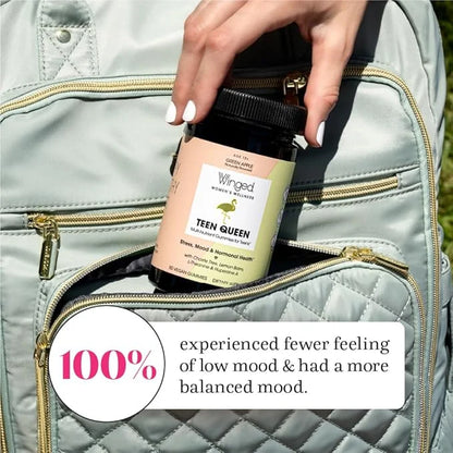 Winged Wellness Teen Queen Multivitamins for Teen Girls - Helps with Mood and Hormonal Health - for Ages 13+, Vegan & Glut...