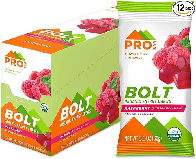 PROBAR - BOLT Organic Energy Chews, Raspberry, Non-GMO, Gluten-Free, USDA Certified Organic, Healthy, Natural Energy, Fast...