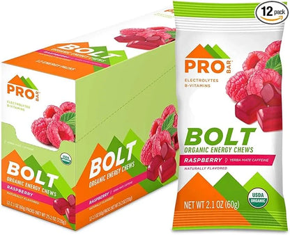 PROBAR - BOLT Organic Energy Chews, Raspberry, Non-GMO, Gluten-Free, USDA Certified Organic, Healthy, Natural Energy, Fast...