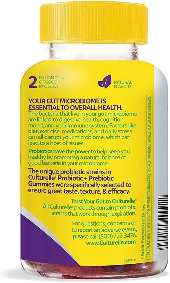 Culturelle Daily Probiotic Gummies for Women & Men, Berry Flavor, 52 Count, Naturally-Sourced Daily Probiotic + Prebiotic ...