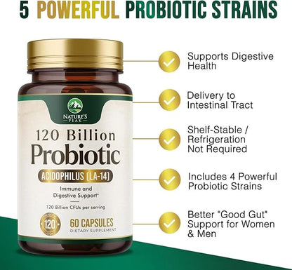 Probiotics for Digestive Health, 120 Billion 60 Capsules