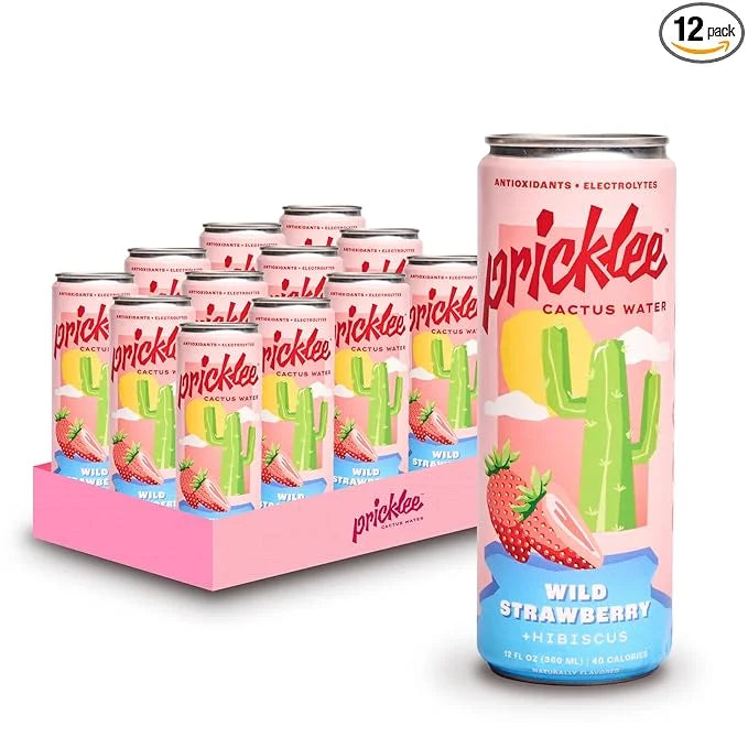 Pricklee Wild Strawberry Cactus Water - Packed With Antioxidants, Electrolytes, Vitamin C - Natural Sports Drink for Immun...