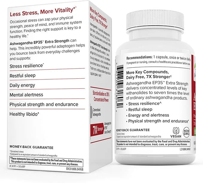 Terry Naturally Ashwagandha EP35 Extra Strength 60 Capsules, 2 - 120 Total