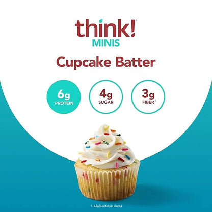 think! MINIS Protein Snack Bars, Gluten Free, Cupcake Batter, 15 Count (Pack of 2) - Product Image