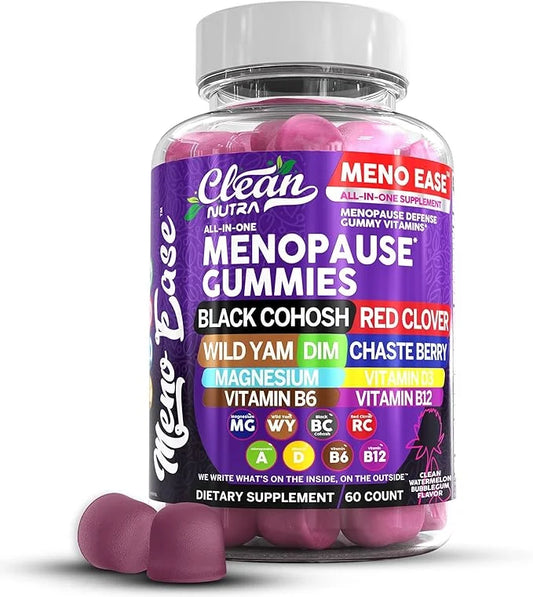 Menopause Supplement for Women Gummies with Black Cohosh, Wild Yam, DIM, Magnesium, Red Clover Chasteberry for Hormone Bal...