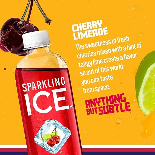 Sparkling Ice, Cherry Limeade Sparkling Water, Zero Sugar Flavored Water, with Vitamins and Antioxidants, Low Calorie Beve...