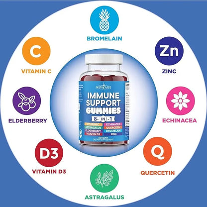 8 in 1 Immune Support Booster 50mg, Vitamin 5000 IU, B6, Echinacea (8 in 1 Gummies 1))