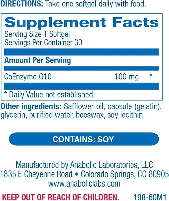 CoQ10 100mg Softgels 30 Supplements CoQ10 for