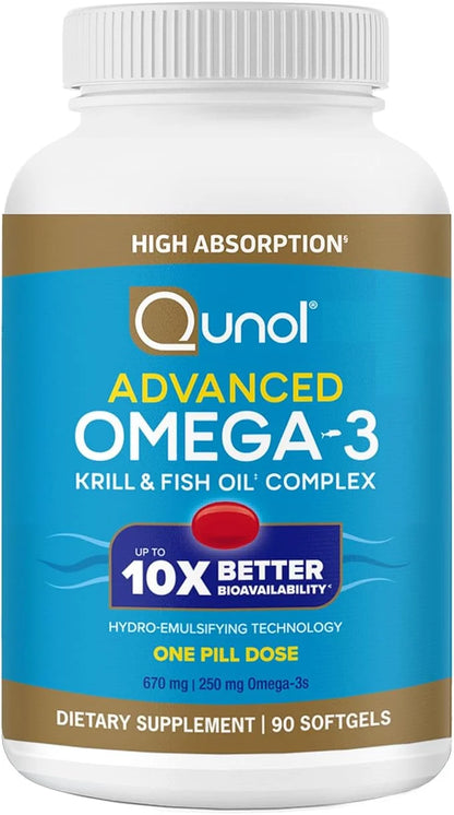 Qunol Advanced Omega 3 Krill and 10x Better 250mg EPA 90 Count 1)