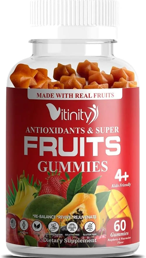 Made with Real Super Fruits Delicious Kids(60 Chews),9 Chews),9 Superfruits,Fruit Pills-30 Day