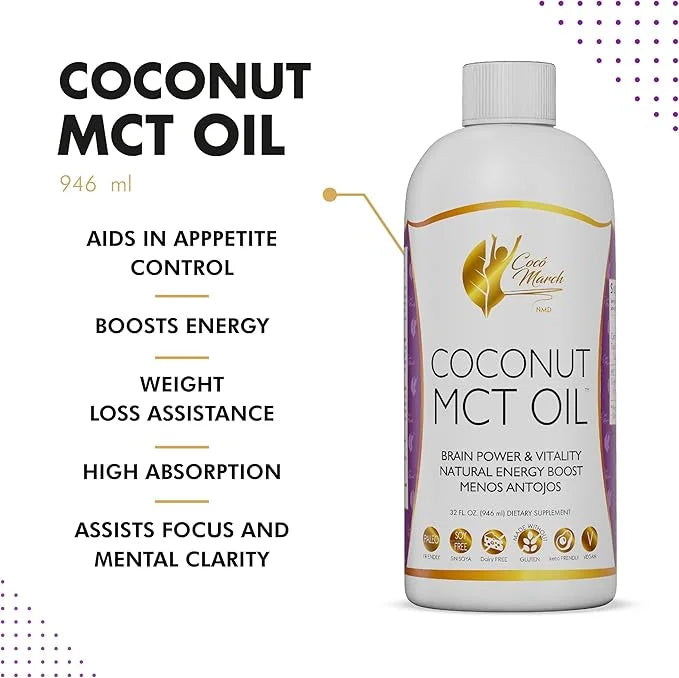 MCT Oil - Intermittent Fasting Support, Metabolism & Brain Power Boost, Natural Energy from Coconut, Free from Gluten, Dai...