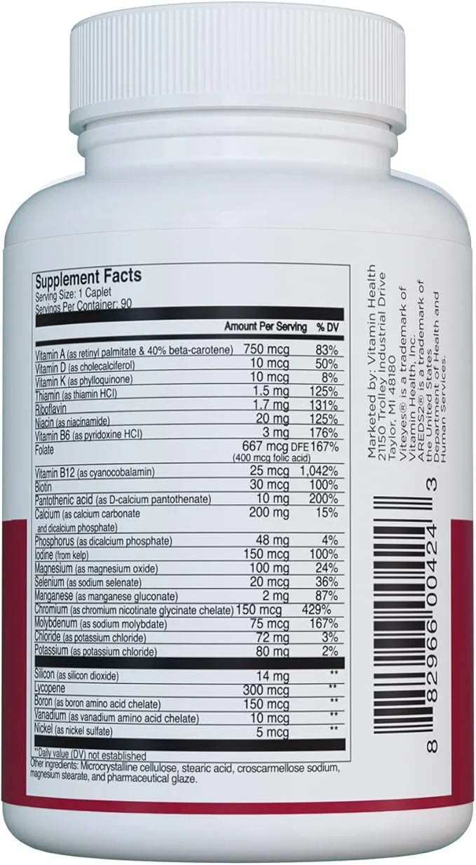Viteyes Classic AREDS 2 Companion Multivitamin 2 Users, 90 Capsules