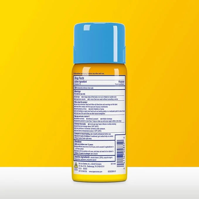 Aspercreme Lidocaine Dry Spray Soothes Aggravated 4% Lidocaine 4 Oz.