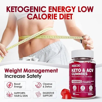 Keto ACV Gummies Advanced Weight - L0ss-,- Keto Gummy Supplement for Women and Men, with 1500MG Apple Cider Vinegar & Vita...