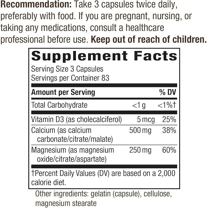 Nature’s Way Calcium-Magnesium-Vitamin D3 250 Capsules