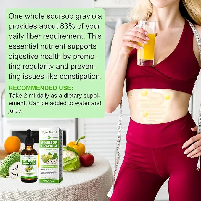 (2 Pack) Soursop Graviola Liquid Drop, Nature Soursop Extract Liquid for Cell Support & Regeneration, Immunity, Liver & An...