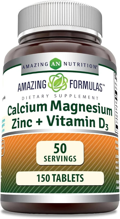 Amazing Formulas Calcium Magnesium Zinc + D3 Supplement 150 Tablets