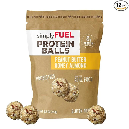 Whole Food Protein Balls with Probiotics - Peanut Butter Honey Almond Snacks - 8g Protein Snack - Gluten Free Energy Balls...