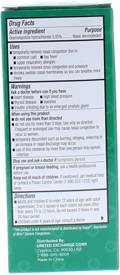 Nasal Relief Spray, Pump Mist, Anti-drip, 12 Hours, 6 Pack.