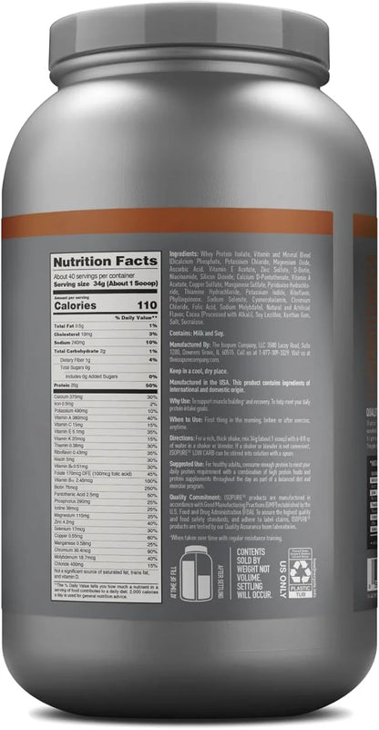 Isopure Low Carb 100% Pure Whey Isolate Protein Powder, Lactose Free, Gluten Free, With Vitamins, Chocolate Peanut Butter,...