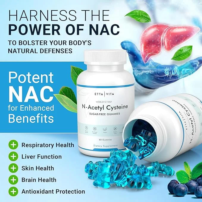 World's First Sugar-Free NAC Gummies, N-Acetyl Cysteine Supplement (MCT-Oil Coated for Absorption) NAC Supplement for Resp...
