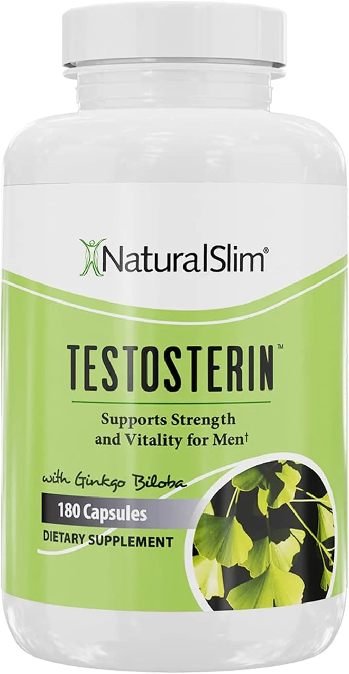 NaturalSlim Testosterin Mens Multivitamins Testosterone Booster B3, Zinc, 180 Capsules