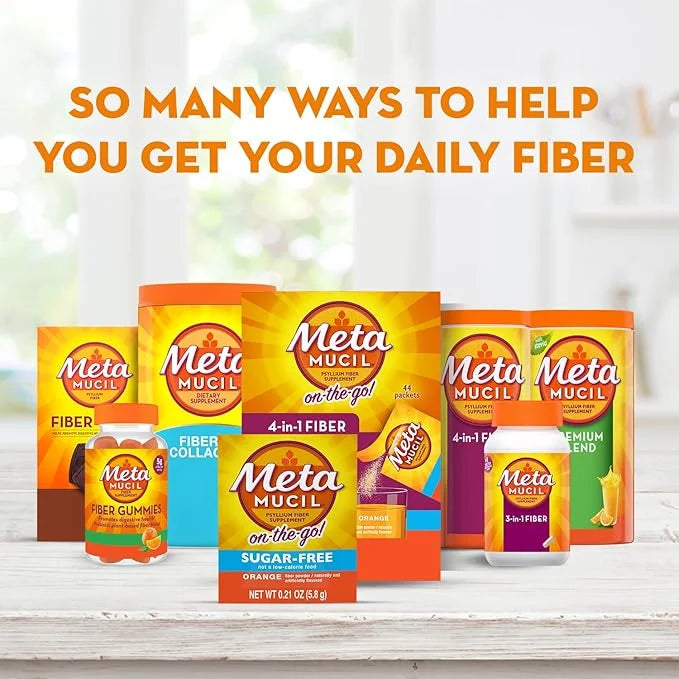 Metamucil On-The-Go, Daily Psyllium Husk Powder 4-in-1 Fiber 44 Packets