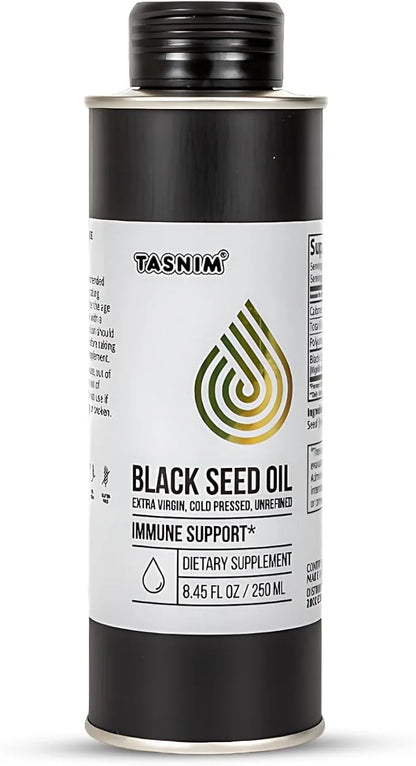 100% Ethiopian BlackSeed Oil 8.45 Oz - Cold Pressed Black Seed Oil for Immune Support, High Potency 5.7% - 21% Thymoquinon...