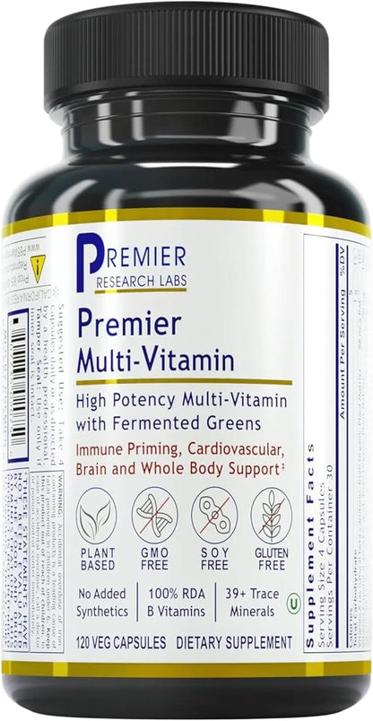 Premier Research Labs Multi-Vitamin: Immune, Brain & Heart Support | with Prebiotics and Postbiotics | Vegan Capsules for ...