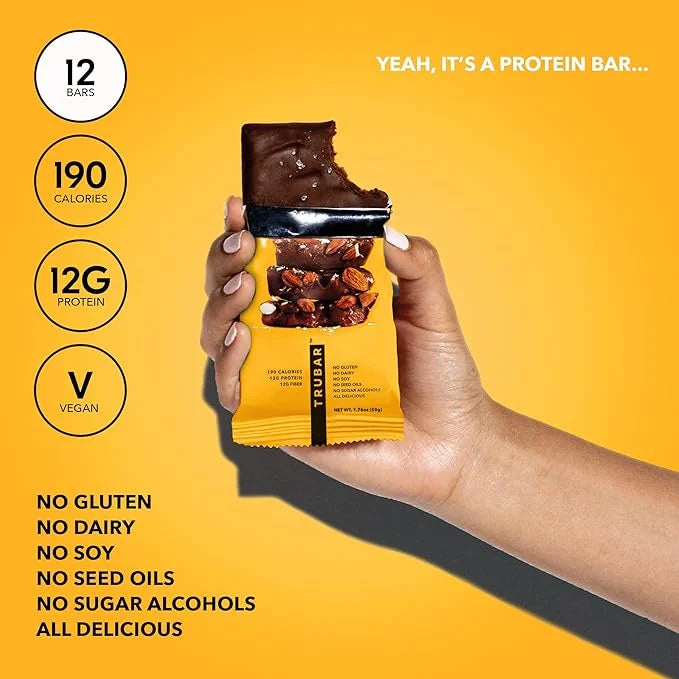 TRUBAR Vegan Protein Bar, Saltylicious Almond Love, Gluten Free, Plant Based, High Fiber, Dairy Free, Low Fat, Non GMO, No...