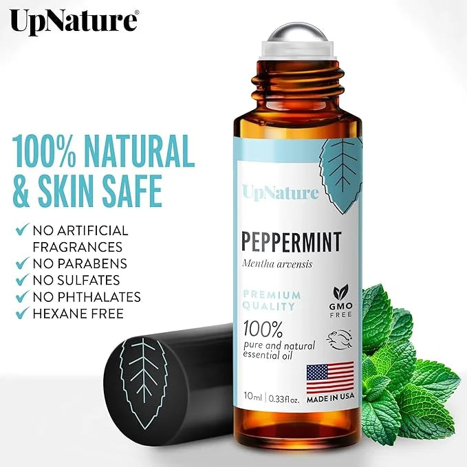 UpNature Peppermint Oil Roll On - Nausea Morning Sickness Relief for Pregnant Women - 100% Pure Peppermint Essential Oil -...
