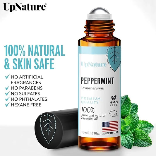 UpNature Peppermint Oil Roll On - Nausea Morning Sickness Relief for Pregnant Women - 100% Pure Peppermint Essential Oil -...