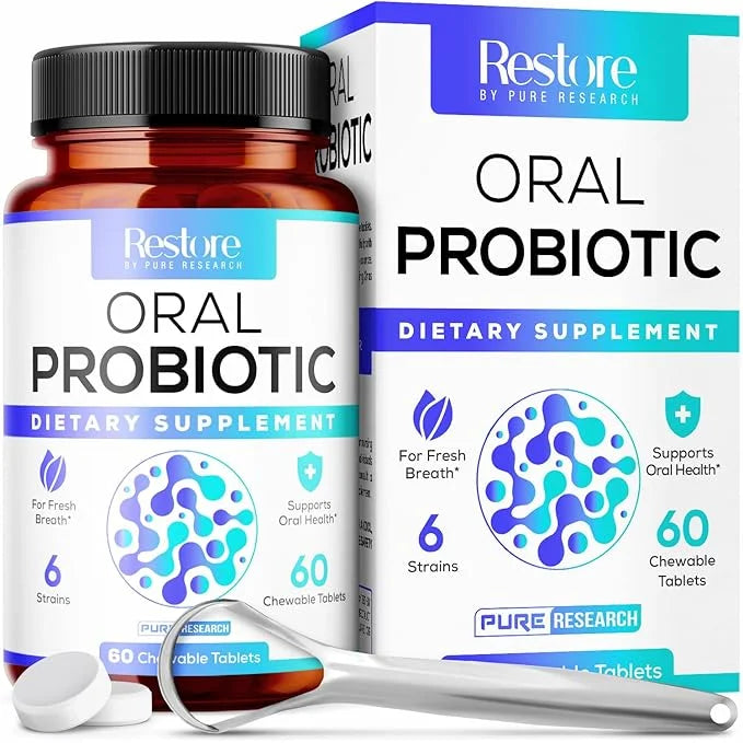 Oral Probiotics & Tongue Scraper 6 Probiotic M18 - 60 Chewable