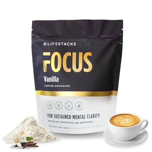 LIFESTACKS Focus Coffee Creamer for Energy & Clarity - MCT Powder + Nootropics + Adaptogens - Boost Productivity Without J...