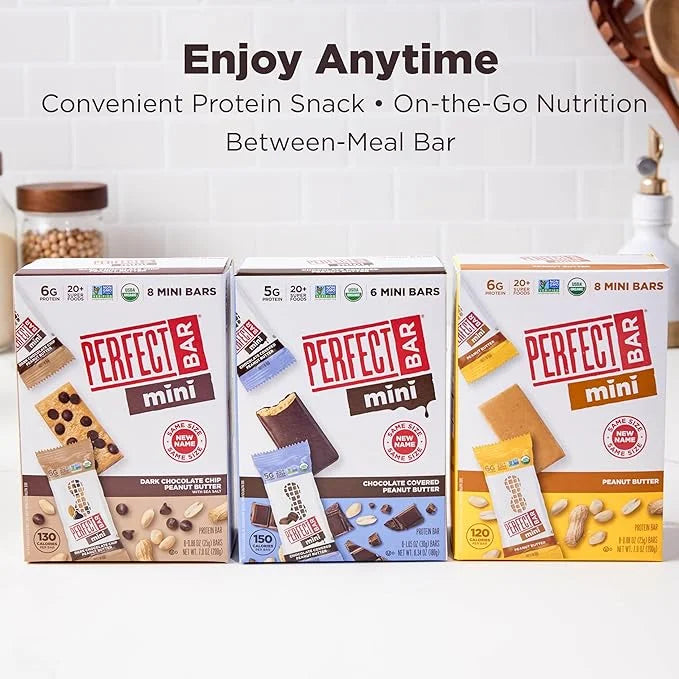 Perfect Bar Mini, Dark Chocolate Chip Peanut Butter Protein Bar, Protein Snack, Snack Bar, Organic, Gluten Free, Soy Free,...