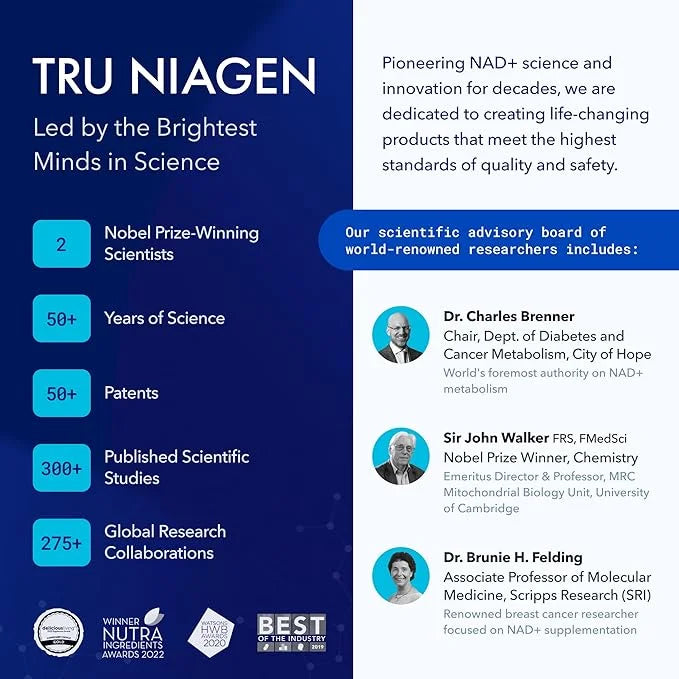 TRU NIAGEN Patented NAD Supplement for Anti Aging and Cell Regeneration, 300mg Niagen, 30 Servings | Supports Cellular Ene...