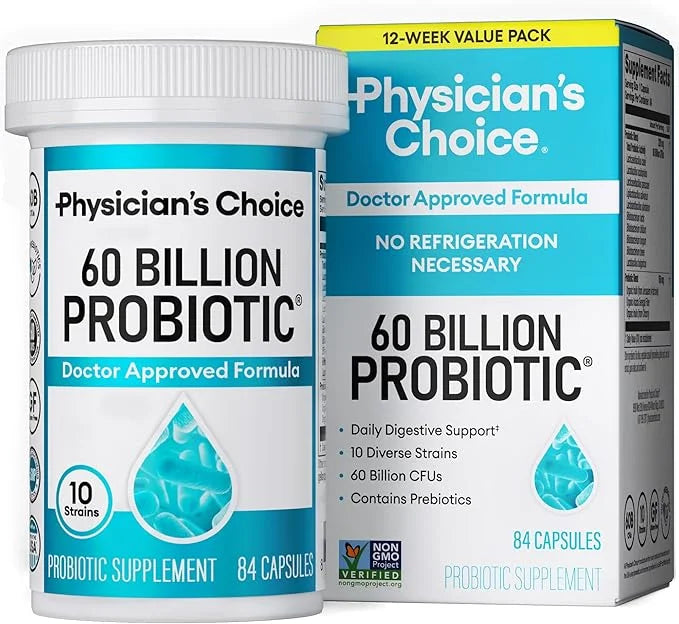 Physician's CHOICE Probiotics 60 Billion CFU - 10 Strains + Organic Prebiotics - Immune, Digestive & Gut Health - Supports...