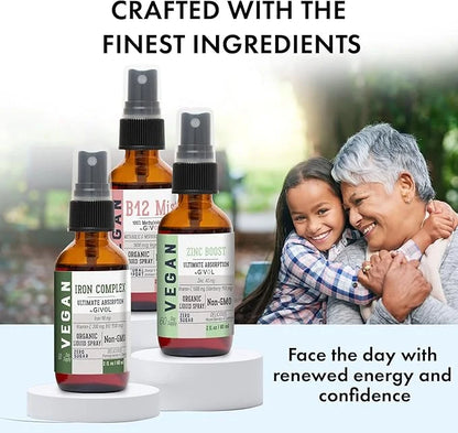 Iron Support Spray Bundle Liquid Vitamin B12 Methylcobalamin, 2 Fl 360 Days