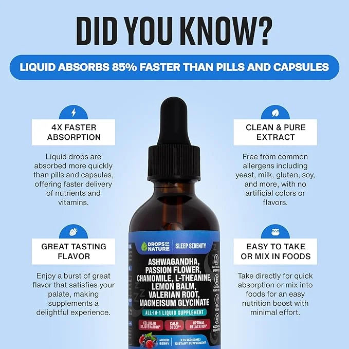 Magnesium Glycinate & Ashwagandha Liquid Drops 60mL)