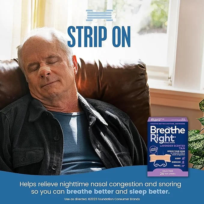 Breathe Right Nasal Strips Lavender Scent 26ct (packaging